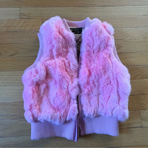 JIN DIAO FUR Pink Faux Fur Vest Children’s Clothing - Picture 1 of 9